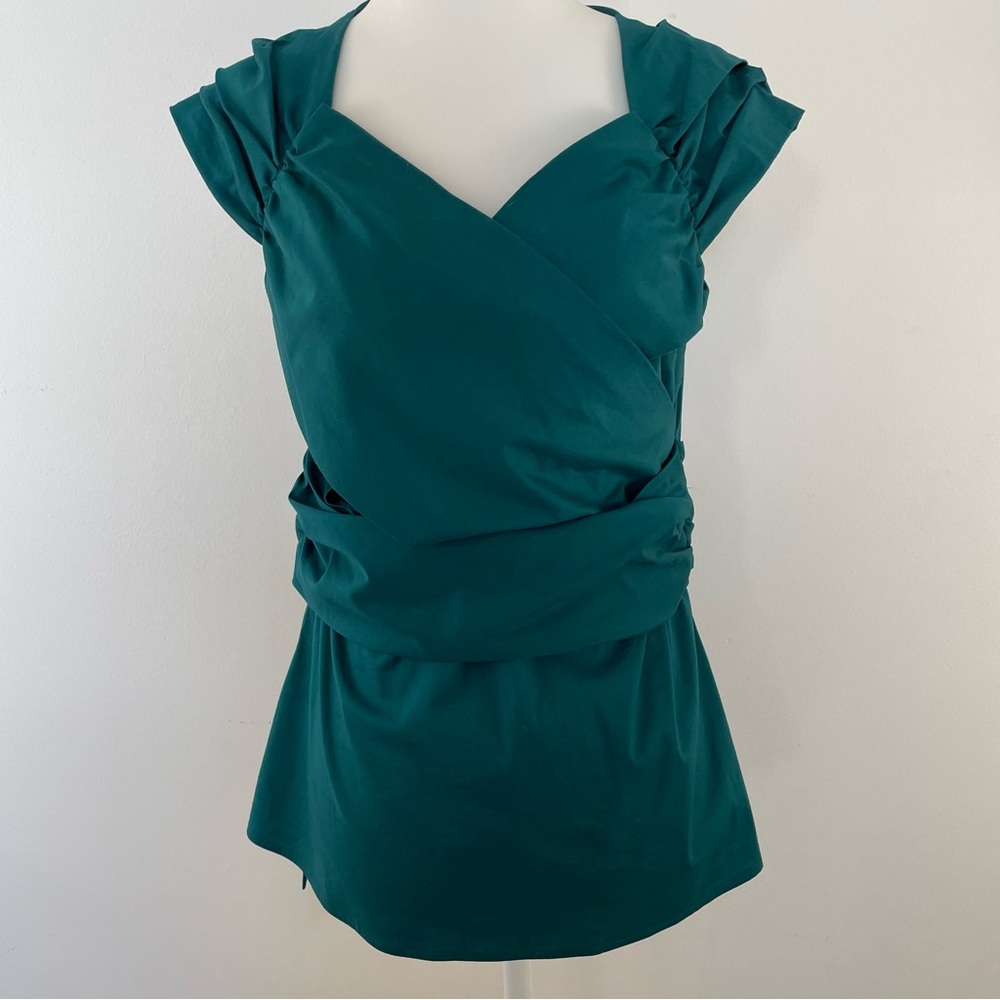 Ann Taylor Surplice Faux Wrap Top Sea Green Size 4 NWT